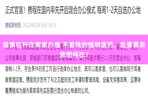 股票杠杆在哪里办理 不差钱的恒瑞医药，赴港募资意图何在？