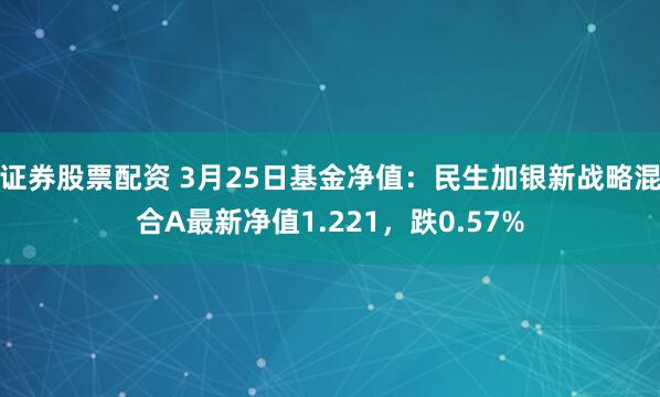 证券股票配资 3月25日基金净值：民生加银新战略混合A最新净值1.221，跌0.57%