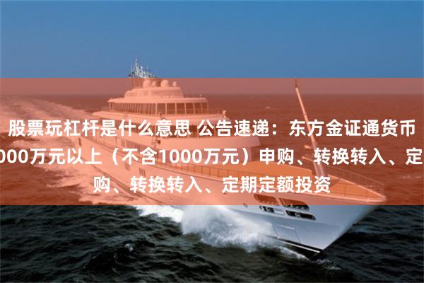 股票玩杠杆是什么意思 公告速递：东方金证通货币基金暂停1000万元以上（不含1000万元）申购、转换转入、定期定额投资