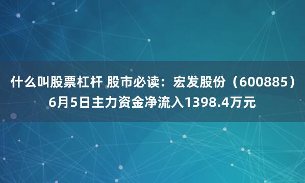 什么叫股票杠杆 股市必读：宏发股份（600885）6月5日主力资金净流入1398.4万元