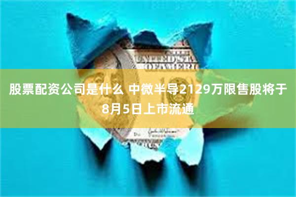 股票配资公司是什么 中微半导2129万限售股将于8月5日上市流通